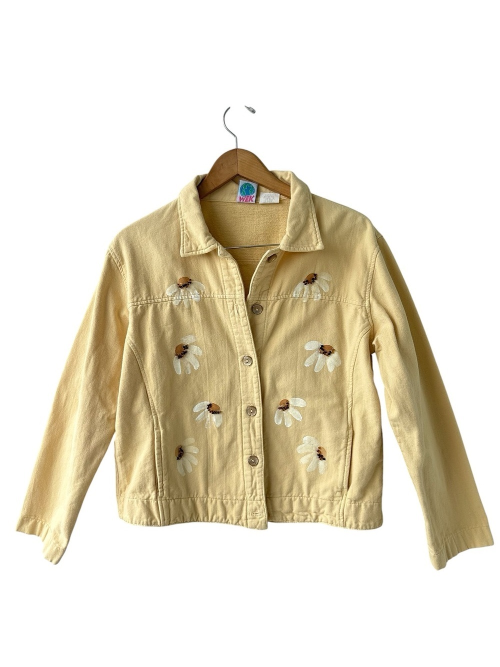 Vintage WEK Woman Daisy Jacket Made in USA Yellow Cottagecore Large